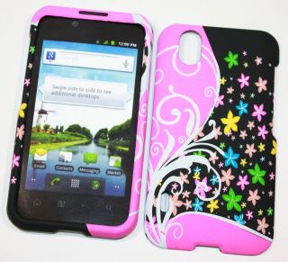 Boost Mobile LG Marquee Star Flowers Rubberized Hard Cell Phone Shell 