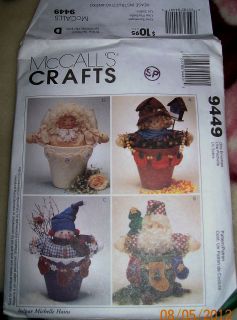   McCalls Crafts 9449 Flower Pot People  Scarecrow Santa Snowman Angel