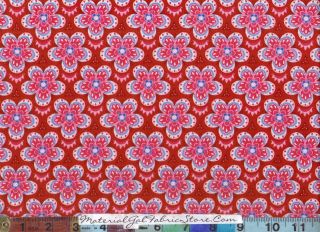 Moda Lily Ashbury Fabric ~ Tradewinds 456 13 Moroccan Red w/ Pink 