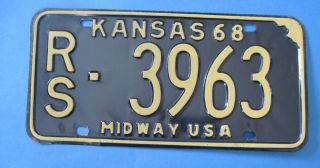 1968 Kansas license plate with Midway USA motto