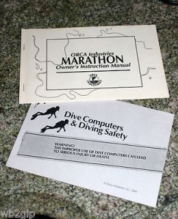 Orca Marathon Owners Manual in Excellent Condition