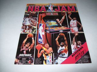 NBA JAM By MIDWAY 1993 ORIGINAL VIDEO ARCADE GAME SALES FLYER BROCHURE