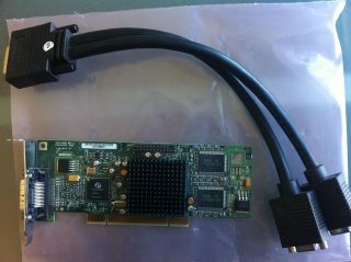 MATROX G550 PCI 32MB LOW PROFILE SFF DUAL MONITOR VIDEO CARD + CABLE