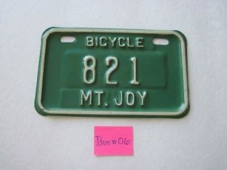   Bicycle License Mt.Joy For Early Schwinn, Elgin, Shelby, Mead