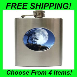 Abstract Moon and Tree   Flasks, Business Card Holder, etc.  QQ1010