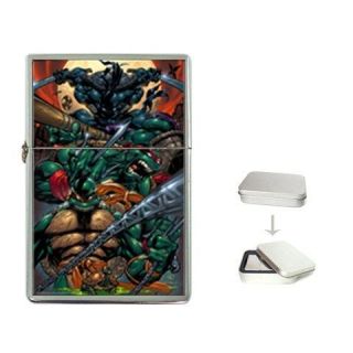 Ninja Turtles Metal Chrome Flip Top Lighter with a gift tin box NEW 
