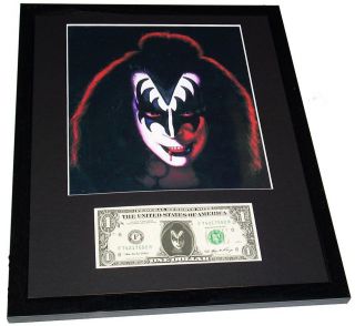 Gene Simmons Kiss Rock Music Framed Image & US Dollar Memorabilia