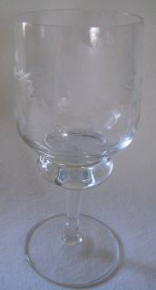 Vtg 1 Wine Glass Etched Cut Clear Glass Frosted NEAT