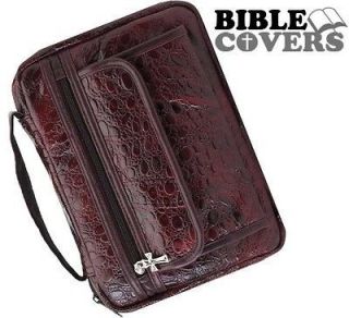 Burgundy Genuine Leather Bible Book Cover Purse Case Tote Bag Unisex