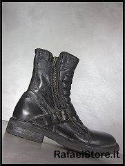   Shoes Boots 60204  Rockford Nero Leather Black Vintage Bikers New