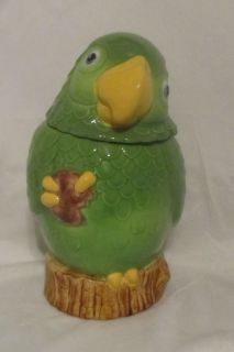 Metlox Poppytrail Green Parrot Bird Cookie Jar Vintage Hard to Find