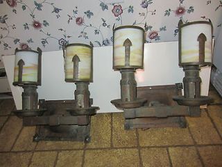 Arts and Crafts era Mission slip shade wall sconce light fixture 