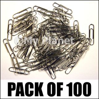 STEEL 33mm PACK OF 100 LARGE PLAIN PAPERCLIPS STRONG SILVER PAPER 