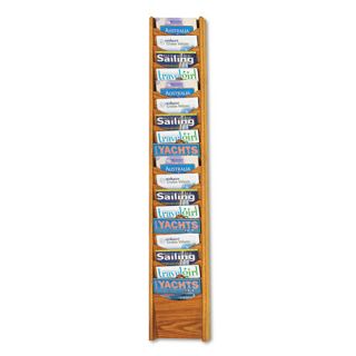 Safco Solid Wood Wall Mount Literature Display Rack, 18 Pockets 