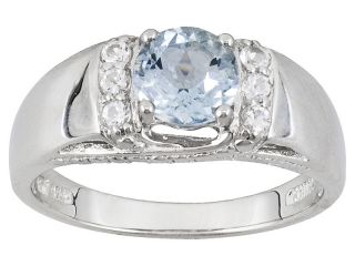 6ct 7mm Aquamarine & White Topaz .925 Sterling Silver Ring *FREE 