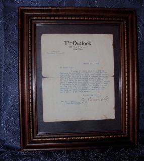 Theodore Roosevelt Signed Letter March 15, 1912 Framed