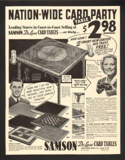 1937 Samson DeLuxe Card Tables Coasters Print Ad