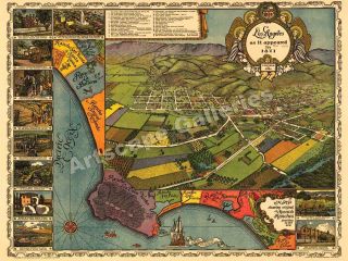 Los Angeles California Panoramic Map 1871 Poster 18x24