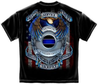POLICE LAW ENFORCEMENT OFFICER AMERICAN FLAG EAGLE SHIELD T SHIRT S M 