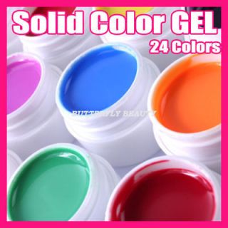 Nail Art 24 colour Pure Solid UV Builder Gel For topcoat primer UV 