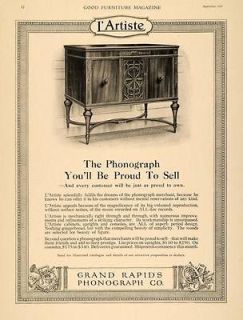 1919 Ad Grand Rapids Phonograph Record Player Cabinet   ORIGINAL 