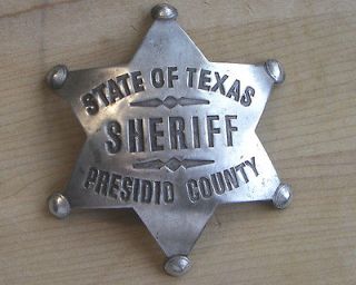 STATE OF TEXAS SHERIFF BADGE BW 80 POLICE WESTERN