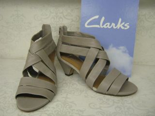   Silent Film Light Grey Leather Smart Strappy Stacked Heel Sandals