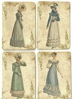 Vintage inspired regency Jane Austen cards tags ATC altered art set 