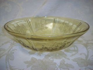   Cabbage Rose Yellow Depression Glass 8.5 Serving Bowl   Federal Glass