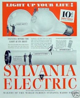 1945 Sylvania Electric Bulbs Fluorescent Lamps Lighting Vintage Print 
