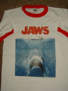 New Jaws Movie Poster Shark Ringer Red T Shirt