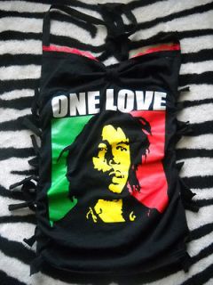 diy BOB MARLEY halter top/ dress with ties up the side size small 