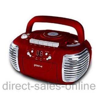   GVPS813RD Red Retro Boombox AM/FM Radio Portable CD & Cassette Player