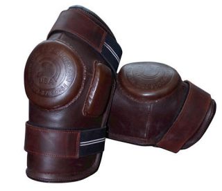 Strap Velcro Polo Knee Guards   Leather and Padded