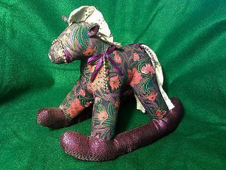Victorian Fabric Rocking Horse Toy Cloth Lace Sparkle Material Beads 