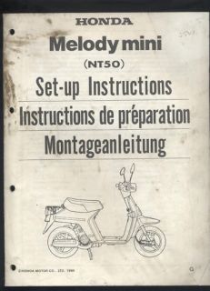 Honda NT50 Melody Mini (1986) Set Up Manual NT 50,AF06,Scoote​r 