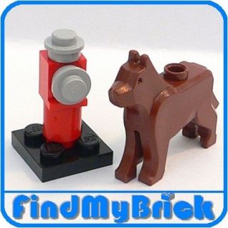 Lego Market Stree Fire Brigade   Fire Hydrant & Dog NEW