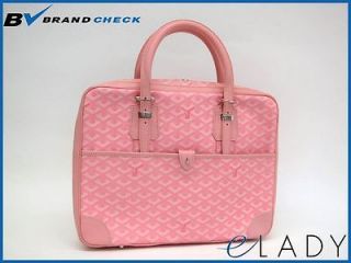 Auth GOYARD DIPLOMATE BUSINESS BAG LEATHER/CANVAS PINK (BF034891)