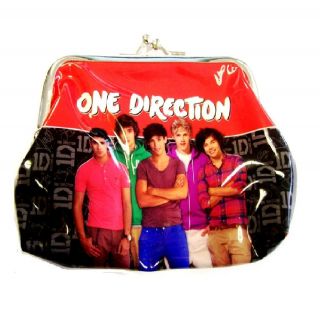 NEW OFFICIAL ONE DIRECTION 1D BLACK RED CLIP COIN PURSE WALLET HOLDER 