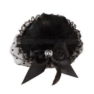 New Lovely Wedding Black Bow Feather Lace Hair Clip Mini Top Hat