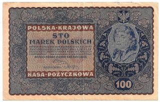 1919 Poland 100 Marek note P.27 VF