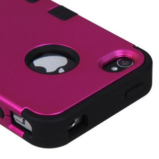 Apple iPhone 4 4S Hard Hybrid Case Cover Titanium Hot Pink/ Black 