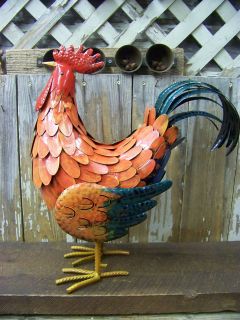 Terrific All Metal Large Rooster Chicken Farm Barn Decor ♥Stag Lane 