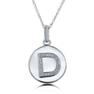 micro pave cubic zirconia sterling silver initial letter d pendant