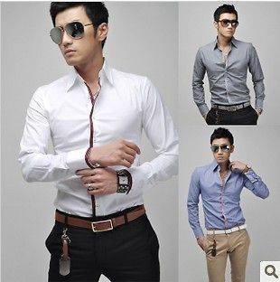 New Mens Luxury Casual Slim Fit Stylish Dress Shirts 3 Colors 4size 