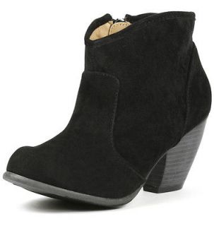 Black Suede Short Cowboy Ankle Bootie Boot Qupid Priority 12
