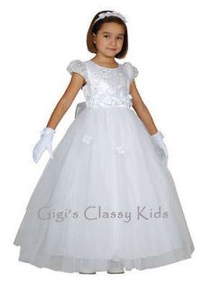   White First Communion Dress Size 6 Flower Girl Dress Baptism Fancy
