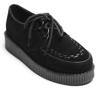   WOMENS BLACK PU LACE UP PLATFORM CREEPERS GOTH PUNK SHOES SIZE 3 8