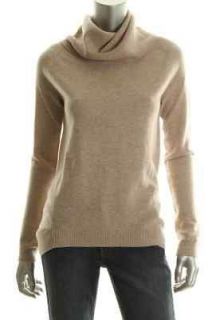 Wyatt NEW Beige Cashmere Long Sleeve Ribbed Trim Turtleneck Sweater 