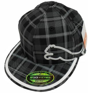 2012 Puma Monoline 210 Fitted Hat   Black Plaid   Select Size